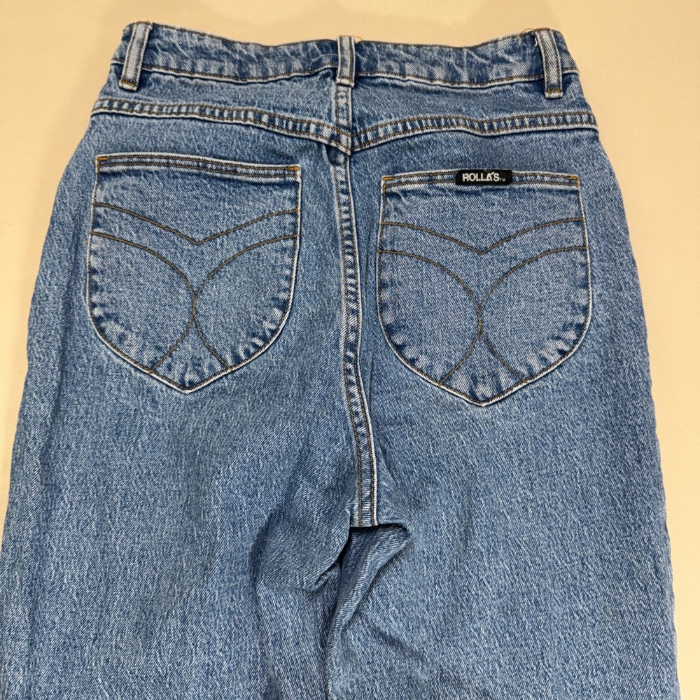 Rollas Dusters High Rise Slim Straight Leg Jeans Blue Size 27 Retro Classic EUC - Picture 6 of 15